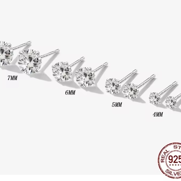 Elegant Silver Stud Earrings Set - Picture 3 of 16